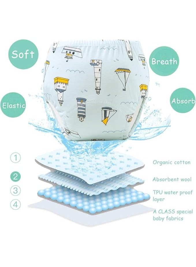 عبوة من قطعتين من سراويل التدريب على استخدام المرحاض للأطفال الأولاد والبنات، سراويل تدريب ماصة للأطفال الصغار مصنوعة من القطن قابلة لإعادة الاستخدام ومطبوعة برسومات للأطفال من وزن 7-14 كجم (2-3 سنوات/مقاس 100). - Image 4